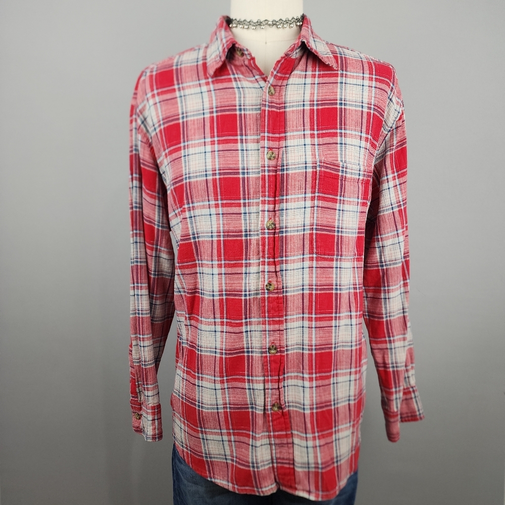 Cabelas Red Flannel Shirt Sz XL Button Up